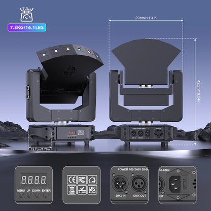 Movinghead Verlichting – RGB Laser Licht – DJ Licht – Podiumverlichting – Disco Spot – 60W Vermogen – 3-Assige Rotatie - QUORE