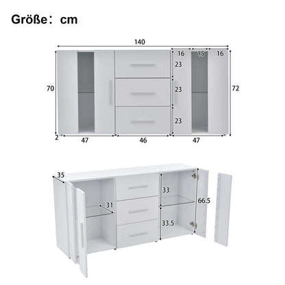 TV Sideboard Dresser Fittings Media Stand Wardrobe Storage Cabinet,LED lighting,Lowboard,with 16 Colors LED Lights for Dining
