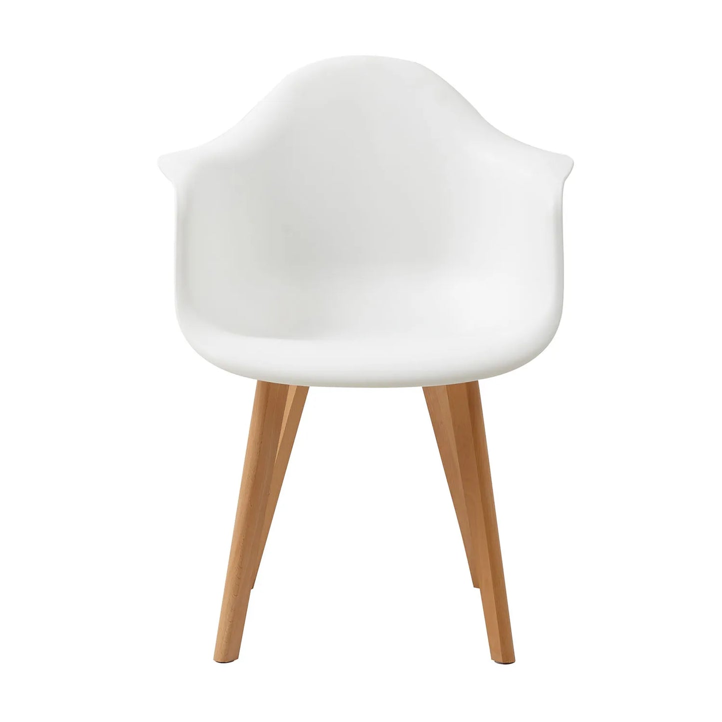 Eetkamerstoelen - Eetstoelen - Keukenstoelen - Set van 4 - Minimalistisch Retro Modern Stijl - met Rugleuning - Voor Keuken - Eetgedeelte - Kunstof Zitje - Beuken Poten - 43 x 47 x 81.5 cm - Wit