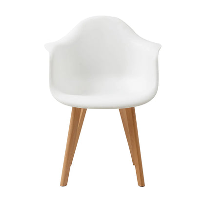Eetkamerstoelen - Eetstoelen - Keukenstoelen - Set van 4 - Minimalistisch Retro Modern Stijl - met Rugleuning - Voor Keuken - Eetgedeelte - Kunstof Zitje - Beuken Poten - 43 x 47 x 81.5 cm - Wit