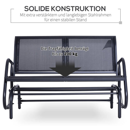 Dubbele Schommelbank – Tuinschommel – Schommelbank Voor Twee – Buitenbank – Metalen Frame – Ademend Mesh – 120 Cm Breed