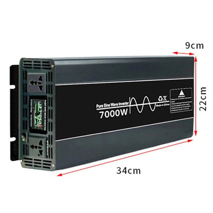 Omvormer – Spanningsomvormer – 12V Naar 220V – Stroomconverter – Zuivere Sinusgolf – 7000W Continu Vermogen – Digitale Display