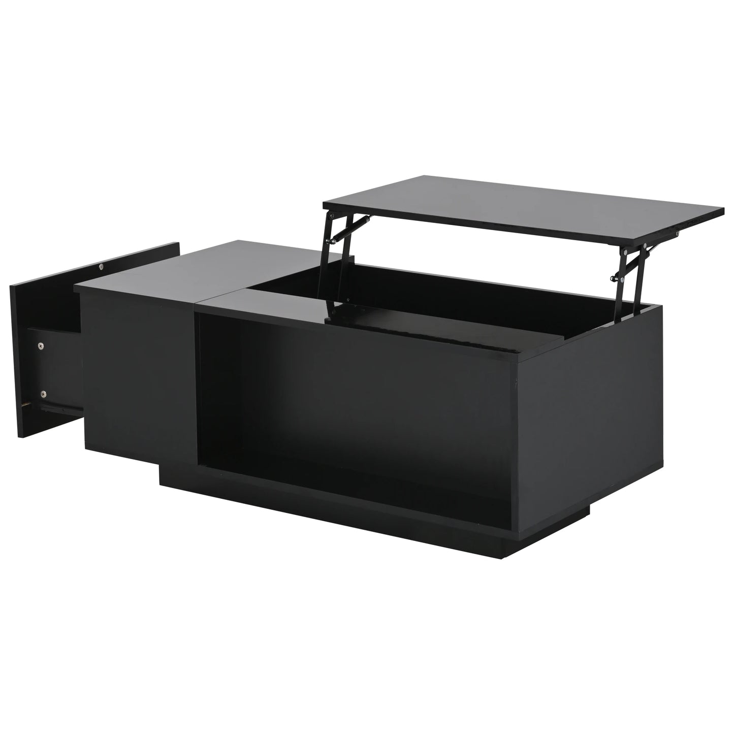 Salontafel – Koffietafel – Bijzettafel – Woonkamertafel – Tafel – Verstelbaar Hoogte – Met Verstelbare LED-verlichting en Opbergruimte – 100x50x40 cm - QUORE
