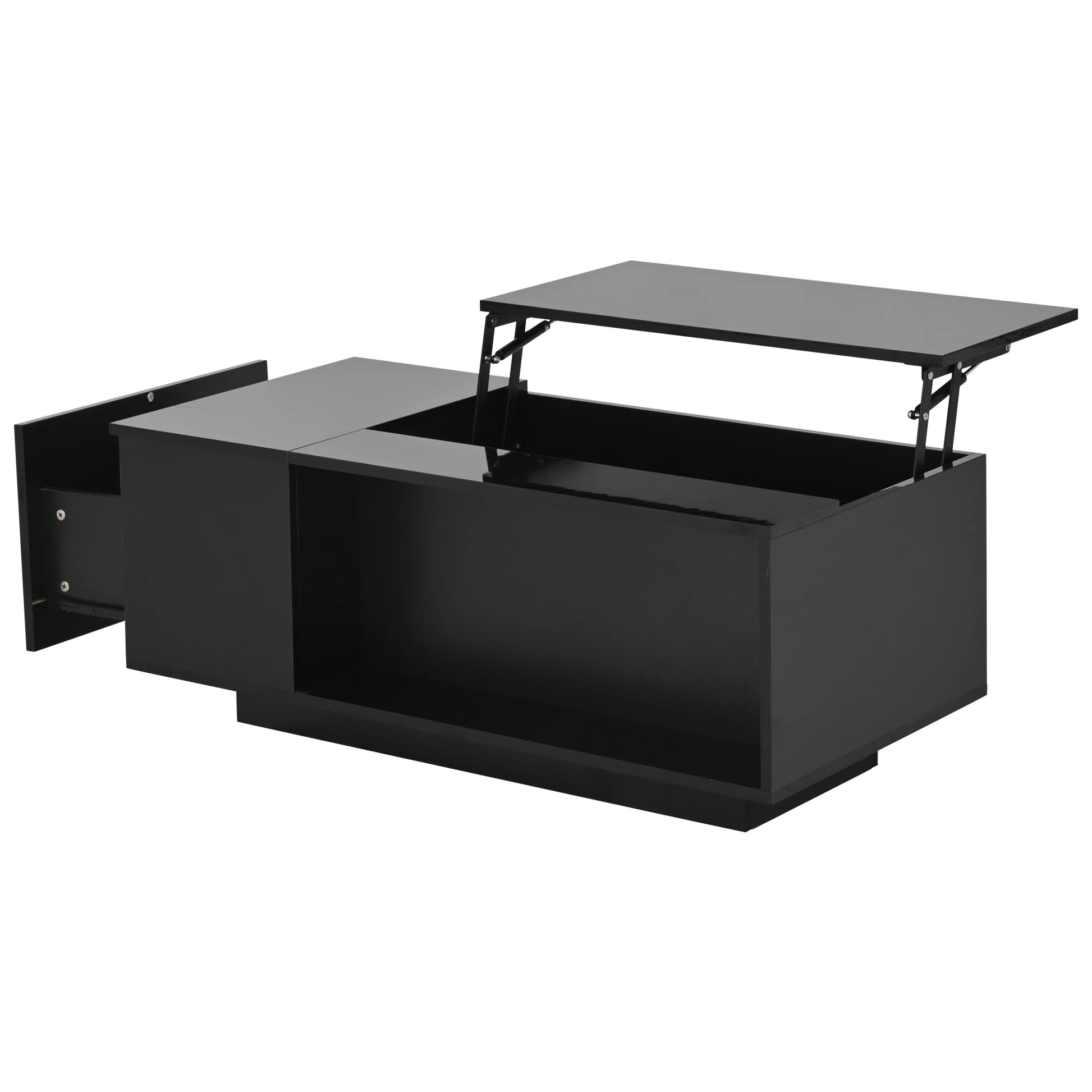 Salontafel – Koffietafel – Bijzettafel – Woonkamertafel – Tafel – Verstelbaar Hoogte – Met Verstelbare LED-verlichting en Opbergruimte – 100x50x40 cm - QUORE