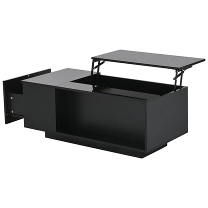 Salontafel – Koffietafel – Bijzettafel – Woonkamertafel – Tafel – Verstelbaar Hoogte – Met Verstelbare LED-verlichting en Opbergruimte – 100x50x40 cm - QUORE