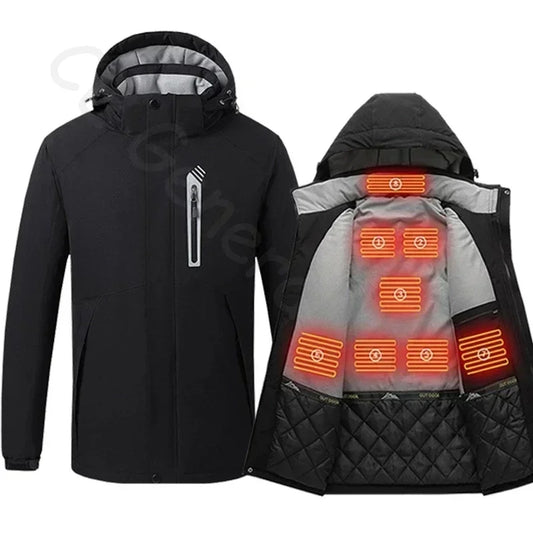 Heating Jacket - Heated Bodywarmer - Heated Clothing - For Men - 8 Zone Heating Jacket - Winter Electric Heated Clothing - USB Charging - Waterproof - Windbreaker - Size M - Black