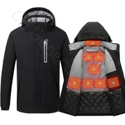 Heating Jacket - Heated Bodywarmer - Heated Clothing - For Men - 8 Zone Heating Jacket - Winter Electric Heated Clothing - USB Charging - Waterproof - Windbreaker - Size XXL - Black