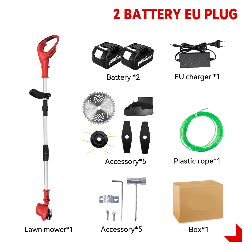 Grastrimmers - Met Accu - Draadloze - Snoeischaar - Onkruidborstel Electrisch - Snijder - 10 inch - 18V Batterij - 36000RPM - Tuingereedschap - Vouwbaar - Verstelbaar Handvat - Vouwbaar Ontwerp - 2 Accu