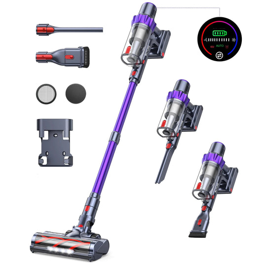 Steelstofzuiger - Vacuum Cleaner - Draadloze Stofzuiger- Kruimeldief Snoerloos - 500W - 48KPa - Handstofzuiger - 1.5L Stofreservoir - Automatische Zuigkracht Aanpassing -  Ideaal voor Huisdierharen, Tapijt en Harde Vloeren - QUORE