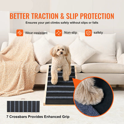 Ladder - Dog Stairs - Dog Ladder - Non-Slip - Ramp - Dog Ladder - Dog Stairs - 41inch - High Adjustable Wooden Ramp Removable - for Small Old Dog