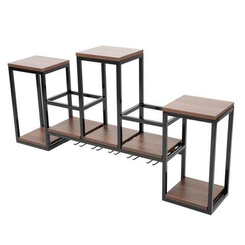 Wine Rack - Wine Bottle Rack - Wijnrek - Wijnflessenrek - Metalen Wijnfleshouder - Wandmontage - Wijnopslag Displayrek - voor Thuis, Bar, Eetkamer en Keuken - Bruin