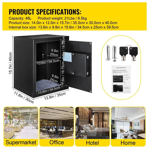 Kluis - Kluizen - Geldkluis - Veiligheidskluis - Vingerafdruksloten - Deposit Box - 1,7 Cubic Feet - Digitaal Elektronisch Geheim Verborgen Spaarvarken - Opslag Geld Guns