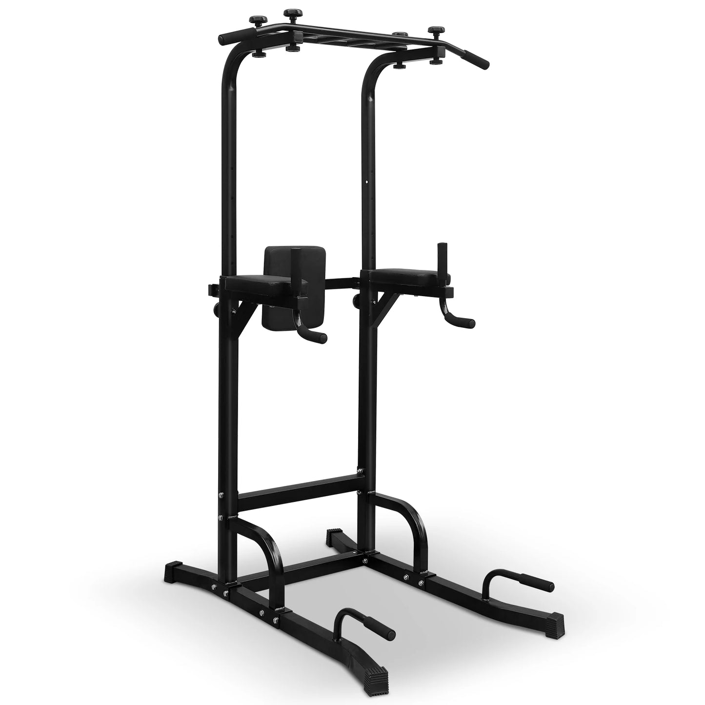 Power Tower – Fitnessstation – Thuisgym – Krachtstation – Workoutapparaat – Draagvermogen Tot 200 Kg – In Hoogte Verstelbaar - 225 x 97 x 207 - Zwart - QUORE
