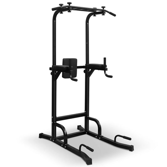 Power Tower – Fitnessstation – Thuisgym – Krachtstation – Workoutapparaat – Draagvermogen Tot 200 Kg – In Hoogte Verstelbaar - 225 x 97 x 207 - Zwart - QUORE