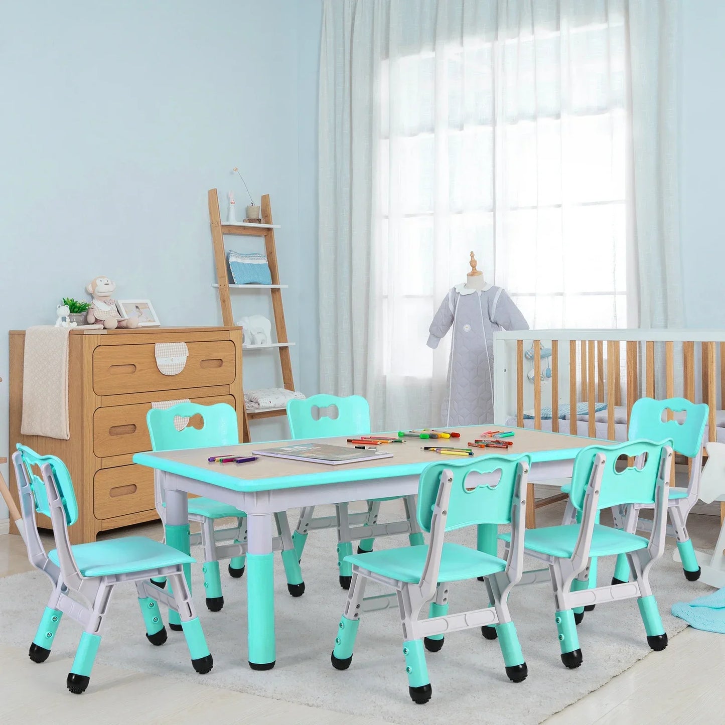 Kindermeubelset – Kinderbureau – Kindertafel – Speeltafel – Kinderstoelen – Verstelbare Hoogte – Duurzaam & Veilig - QUORE