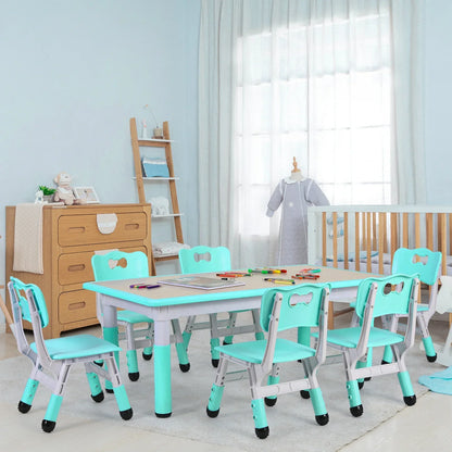 Kinder Tafel – Kindertafel – Speeltafel – Knutseltafel – Verstelbare Stoelenset – Verstelbare Hoogte – Stevige Balkconstructie - QUORE