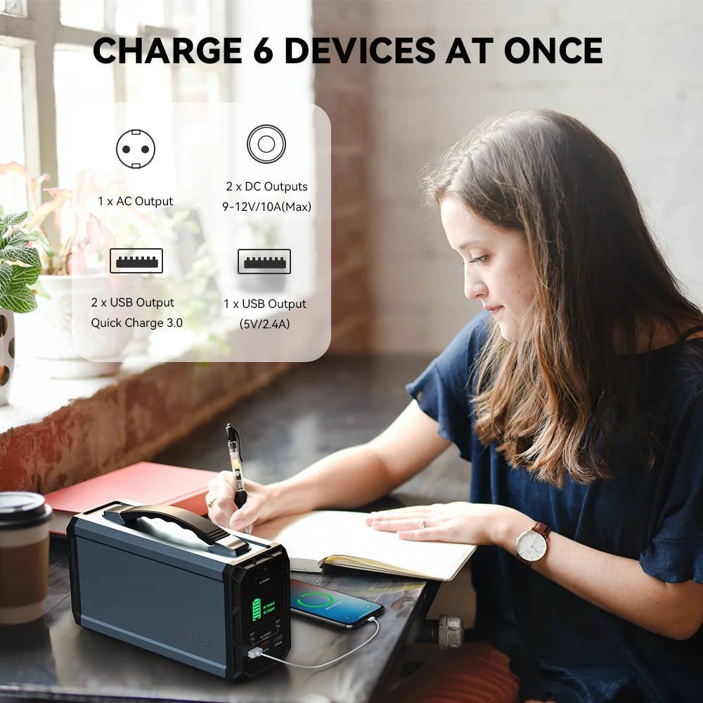 Power Station – Draagbare Accu – Mobiele Energiebron – Noodstroom – Camping Batterij – 300W Output – 222Wh Capaciteit