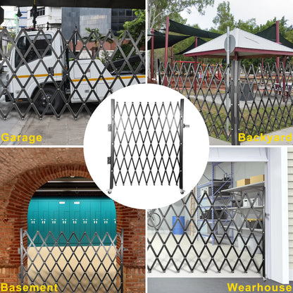 Inklapbare Beveiligingspoort – Veiligheidsdeur – Uitklapbare Poort – Afsluitbare Barrière – Verstelbare Breedte – Stalen Constructie - Zwart - 2x2.28m - QUORE