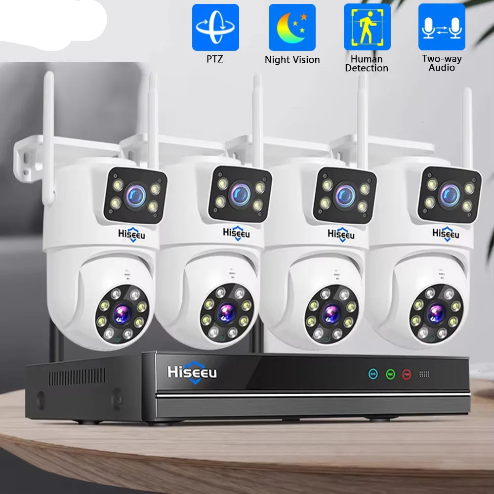 16-kanaals NVR Beveiligingssysteem – Draadloze CCTV Camera Set – Surveillance Systeem – IP Camera Kit – Bewakingscamera’s – 4x 6MP Draadloze Camera’s – AI Mensendetectie – Full Color Nachtzicht - QUORE