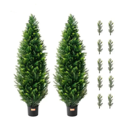 Kunstplant - Kunstplanten voor Binnen en Buiten - Kunstmatige Cedar - Topiary Boom - 91 cm - E Evergreen Sierboom voor Huisdecoratie - Kunsthaag