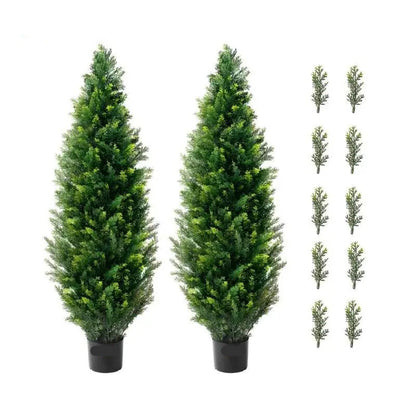 Kunstplant - Kunstplanten voor Binnen en Buiten - Kunstmatige Cedar - Topiary Boom - 122 cm  -Evergreen Sierboom voor Tuin en Woondecoratie - Kunsthaag - QUORE