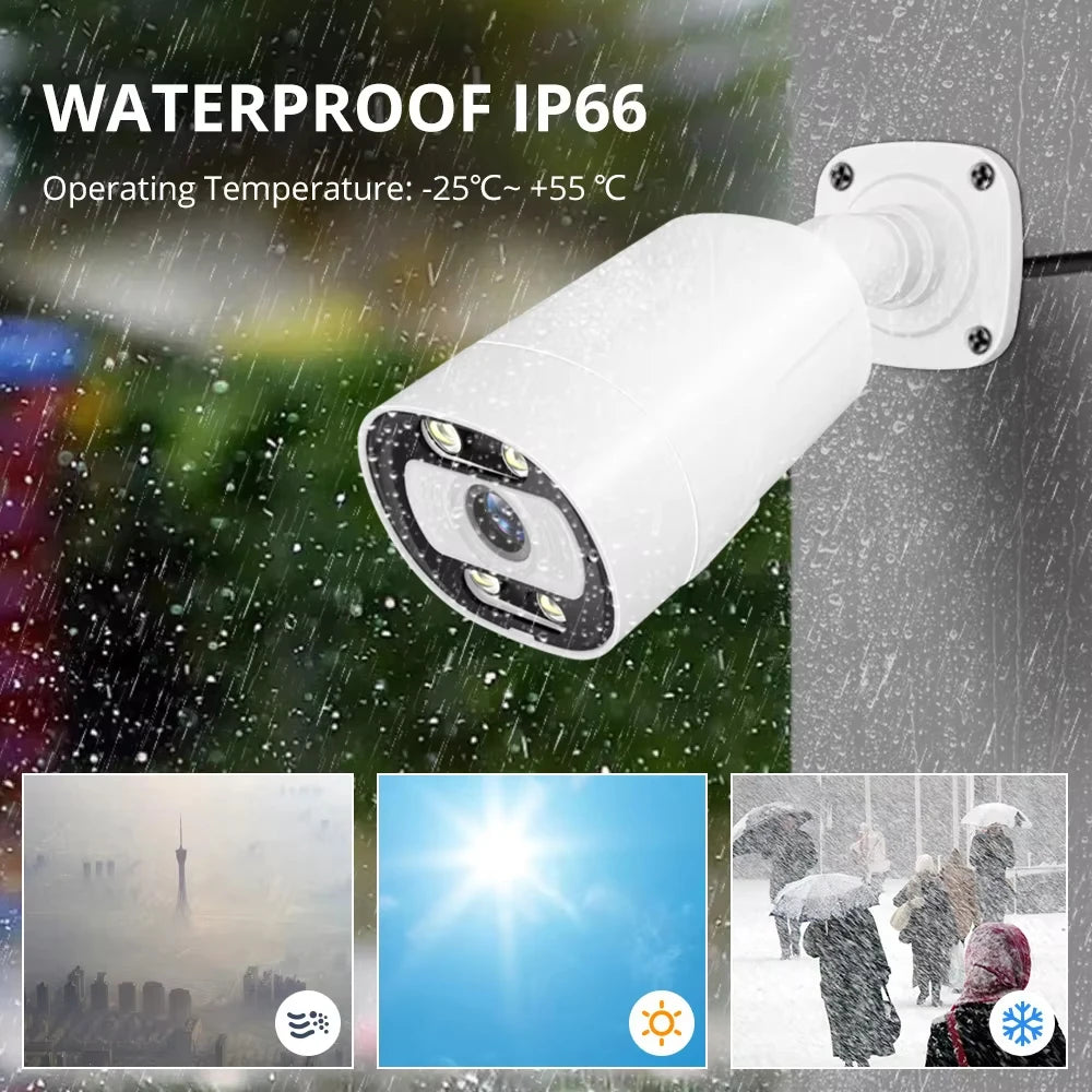 Techage 8CH 5MP POE CCTV IP Camera System Security Smart AI Face Detect 2-Way Audio Video Protection Surveillance Camera Outdoor