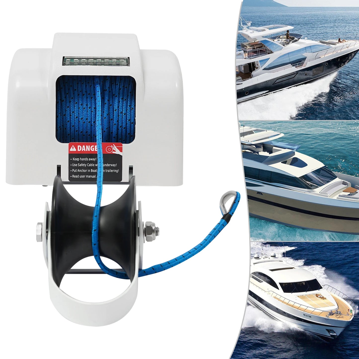 Elektrische Bootankerlier - Lier - Ankerschroef - Boot Anker - 12V - Draadloze Afstandsbediening – Maritiem Zoutwater Windlass Kit – Geschikt voor Ankers tot 45lb – Wit