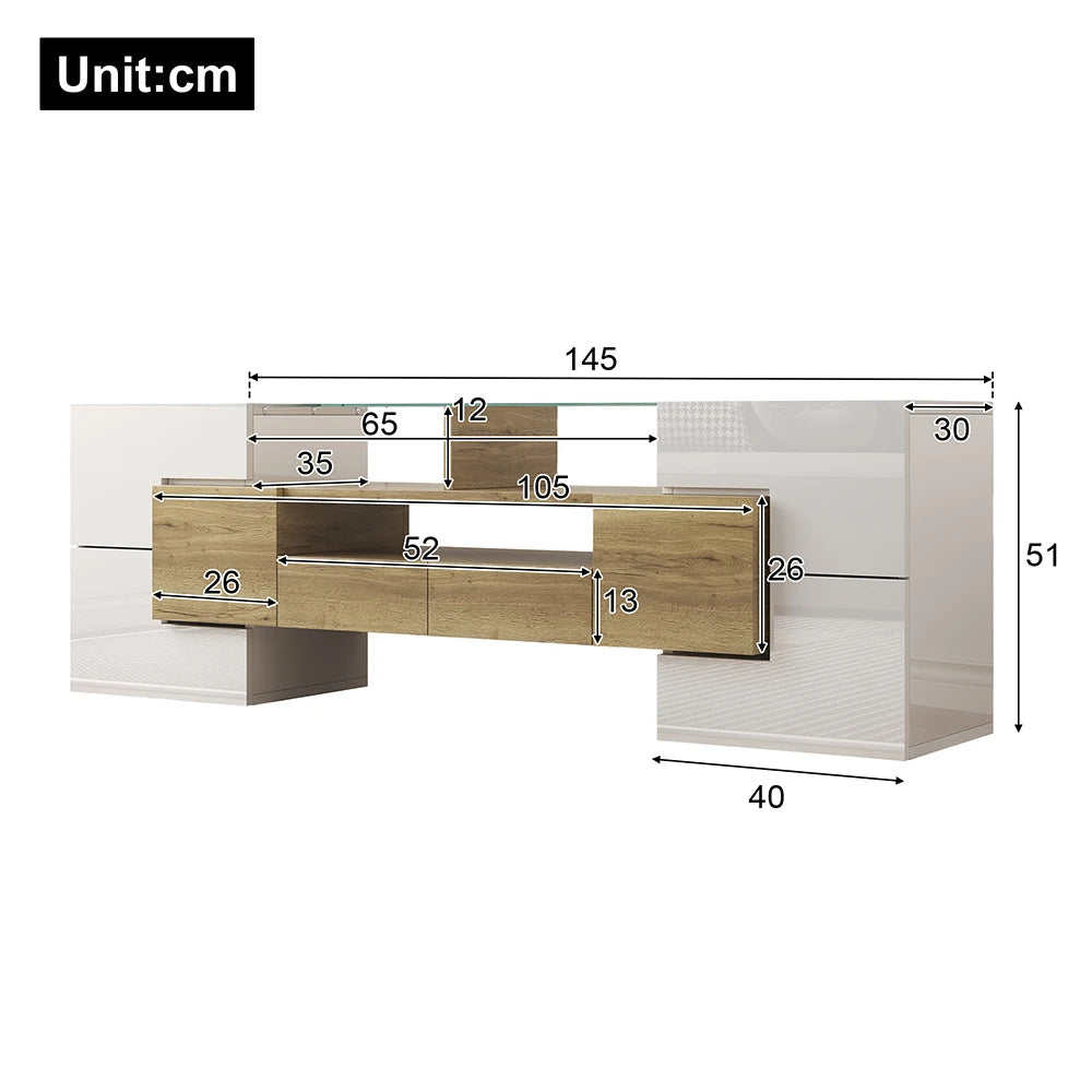 TV-kast – TV-meubel – TV-standaard – Mediameubel – Woonkamermeubel – Hoogglans Wit – LED-verlichting – Veel Opbergruimte – Duurzaam Houten Materiaal - QUORE