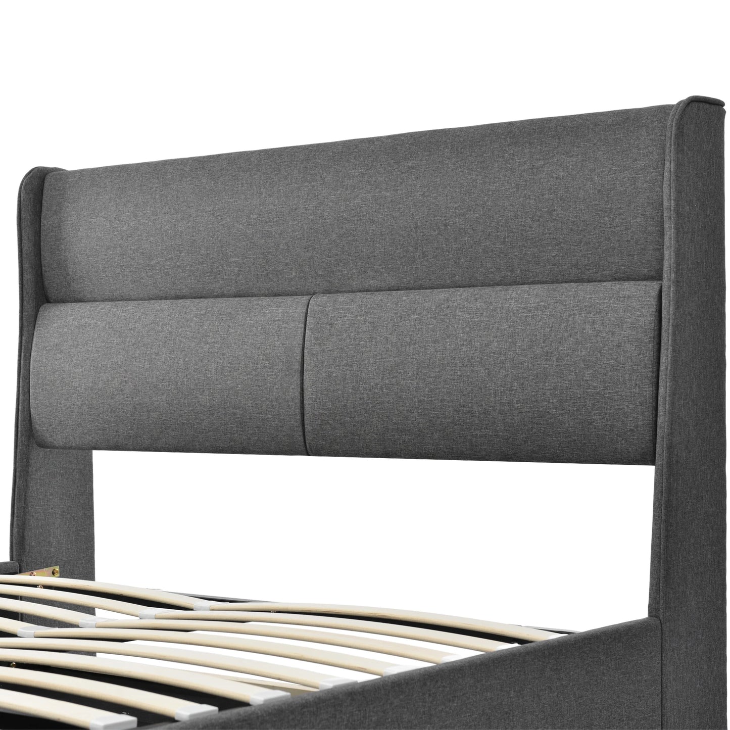 Bedbank – Slaapbank – Sofa Bed – Logeerbed – Kinderbed – Fluwelen Bekleding – Lattenbodem – 90x200 cm – Donkergrijs – Knoop- en Spijkerdetail – Stevige Houten Poten - QUORE