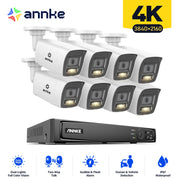 Annke - N48PAW-91DH - Beveiligingscamerasysteem - 8CH POE 8MP - Openlucht - Bewakingscamera - Beveiligingscamera - NTSC,PAL - Beveiligingscamerasysteem - 4 stuk - Wit