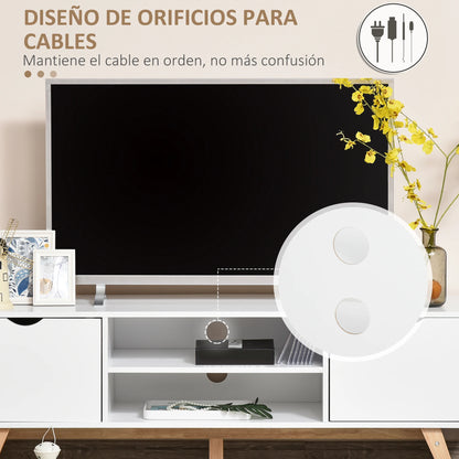 TV-meubel – TV-kast – Mediameubel – Tv-standaard – Tv-dressoir – Scandinavisch Design – Ruime Opbergruimte – Geschikt Voor TV Tot 65 Inch - Wit - QUORE