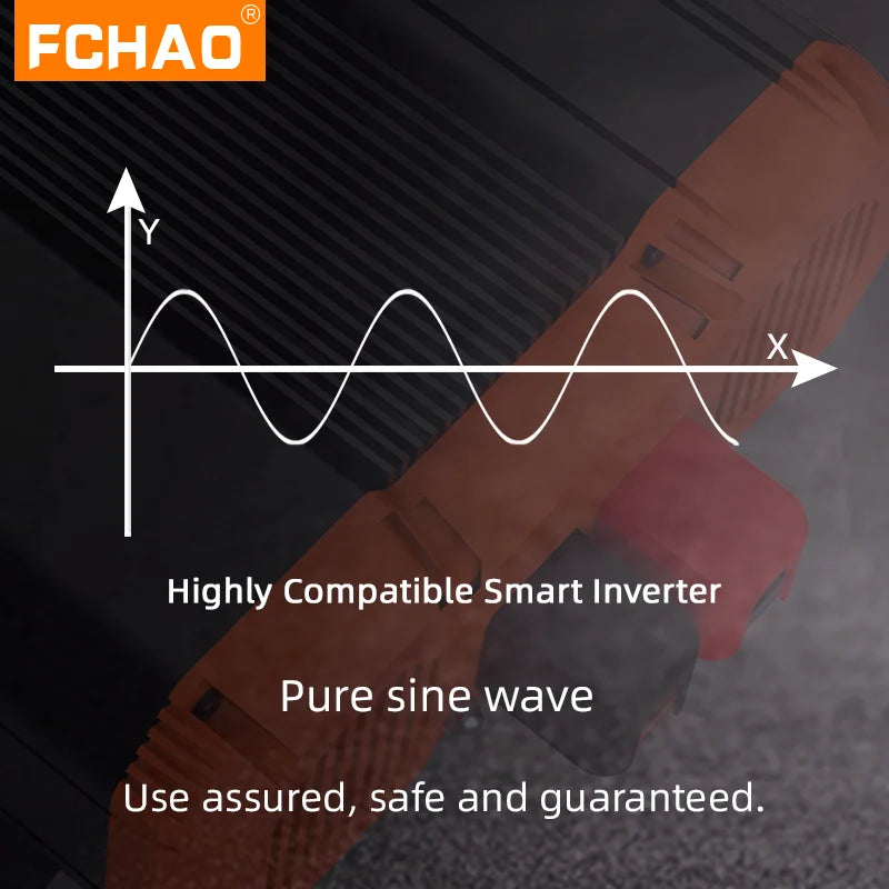 Pure Sine Wave Omvormer – Stroomomzetter – Spanning Converter – DC Naar AC Omvormer – 3000W Continu Vermogen – 6000W Piekvermogen – Zuivere Sinusgolf – Aluminium Magnesium Behuizing - QUORE