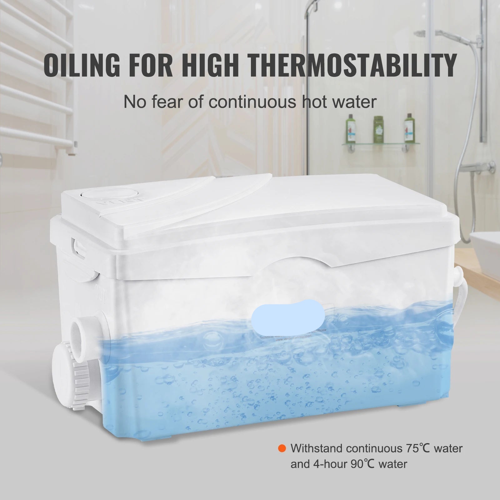 Macerator Pomp - Waterpomp - Vuilwaterpomp - 350W - 6000 L/u Capaciteit - 7m Opvoerhoogte - 3 Inlaten voor Afvalwater Verwerking - QUORE