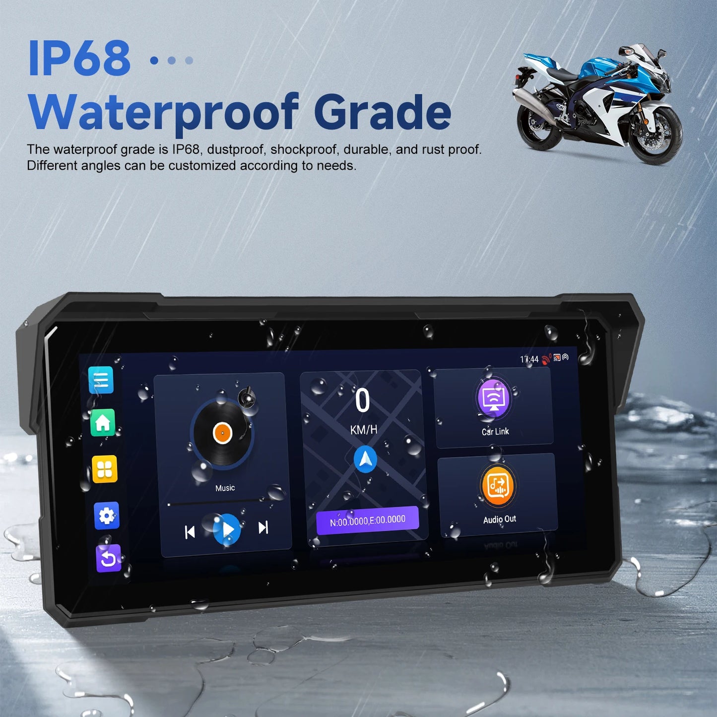 Android Smart Player – Multimedia Speler – Auto Radio – Motor Navigatie – Touchscreen Monitor – 8,1 Inch HD Scherm – Waterdicht IP68 – GPS Navigatie & Draadloos CarPlay
