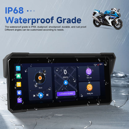 Motorfiets GPS – Motorfiets Navigator – Motor GPS Systeem – Moto Navigatieapparaat – Motorfiets Player – 8,1 Inch Touchscreen – Draadloos CarPlay & Android Auto – IP68 Waterdicht – 32 GB Opslag