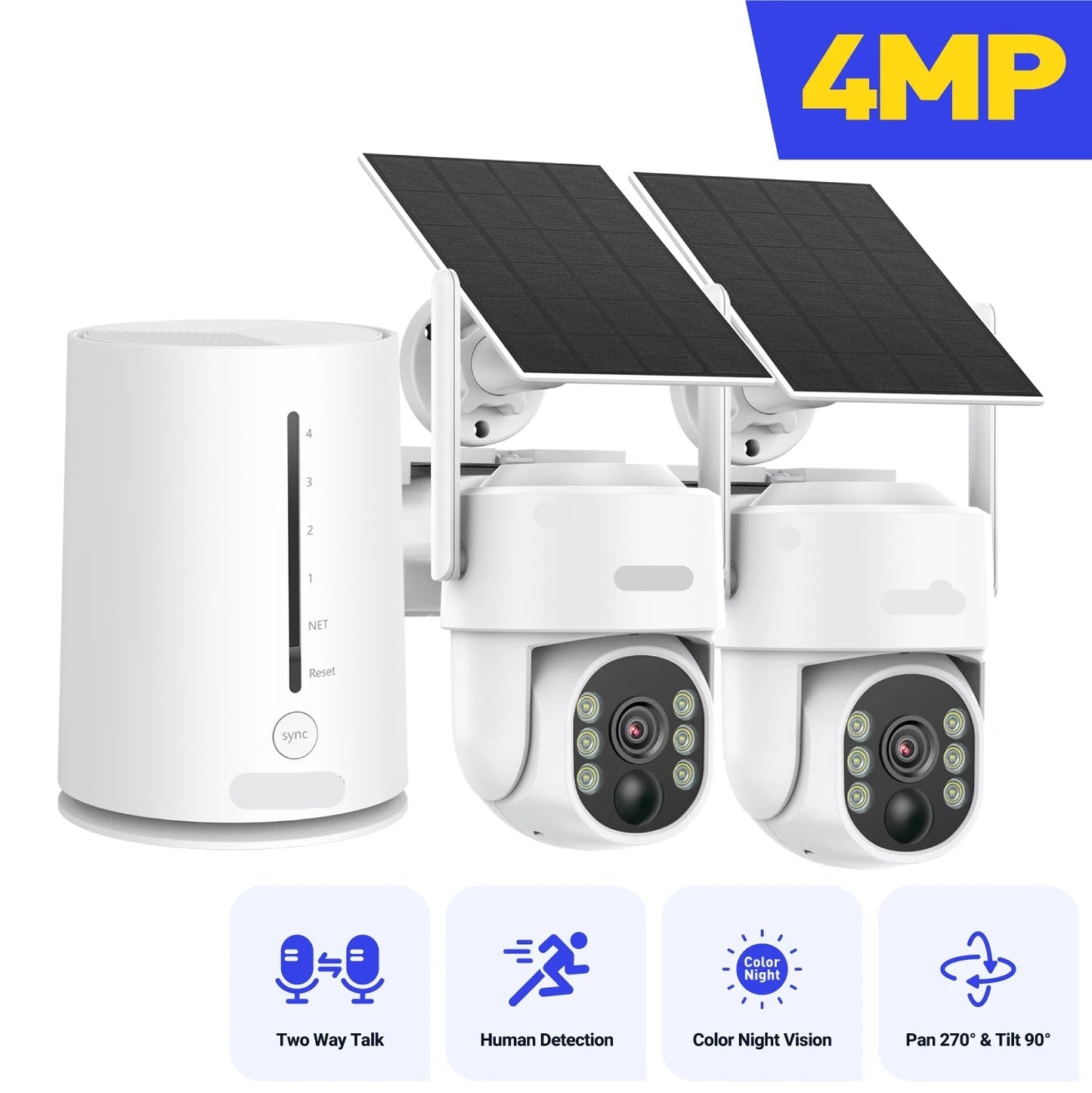 Draadloos Beveiligingssysteem – Bewakingscamera – Beveiligingscamera – Veiligheidscamera – CCTV Camera – Met 64GB SD-Kaart – IP65 Waterdicht – Tweerichtingsaudio - QUORE