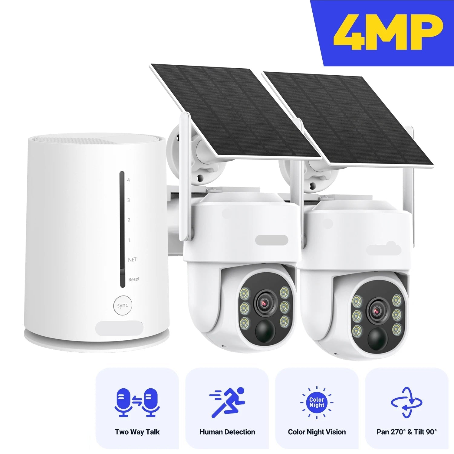 Draadloos Beveiligingssysteem – Bewakingscamera – Beveiligingscamera – Veiligheidscamera – CCTV Camera – Met 64GB SD-Kaart – IP65 Waterdicht – Tweerichtingsaudio - QUORE