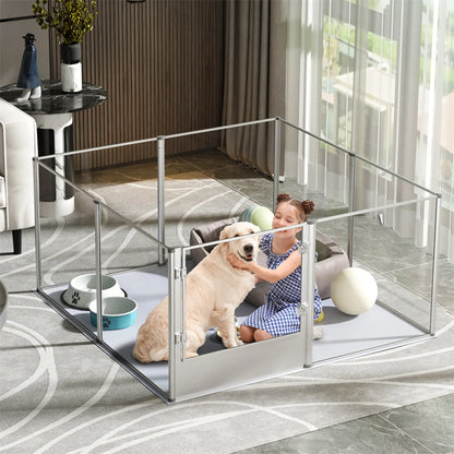 Acryl Dierenren – Transparante Ren – Kleine Dierrenren – Speelren – Knaagdierren – 360° Zicht – Aluminium Frame - S - 124x63x40cm - QUORE