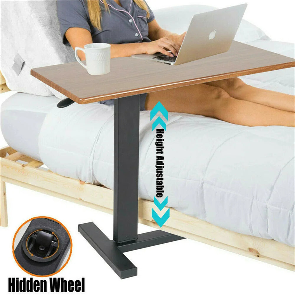 Banktafel – Nachtkastje met wielen – Laptoptafel – Laptopstandaard – Laptopbureau – Mobiel – In hoogte verstelbaar – Voor thuiswerken – Standaard voor ziekenhuis – Onze nachtkastlade - QUORE