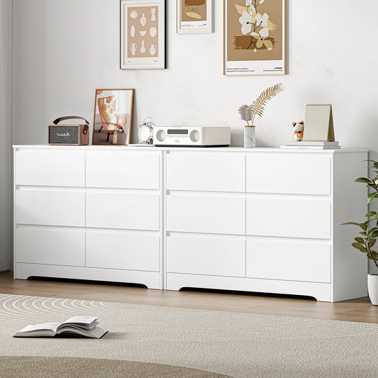 Getone White Chest of Drawers Bedroom, Tall Chest of Drawers with 6 Drawers, Bedroom Furniture Dresser Storage Cupboard Cabinet  Bedroom Dresser, for Dining Room Living Room Hallway 120x40x82cm - QUORE