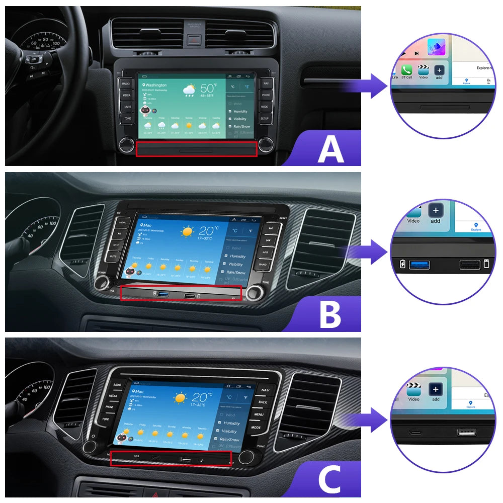 Inefala 7/9 Inch 6+128G CarPlay Android Auto Car Radio for VW Volkswagen Golf 5 6 Touran Passat B6 Polo Jetta Sharan Seat Skoda