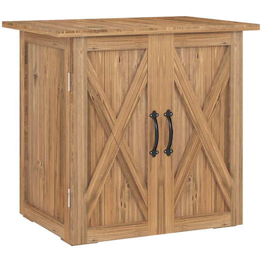 Tuinhuisje – Tuinkast – Tuinschuur – Berging – Buitenopslag – Vurenhout – Compact 0,39 m² – Dubbele Deuren Met Magnetische Sluiting - Natuurlijk Bruin Hout