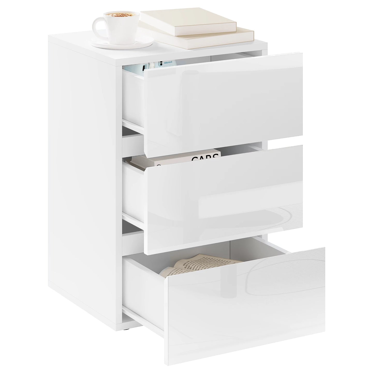 Nachtkastje - Bijzettafel - Salontafel - Moderne Bijzetkast - 40x35x62cm - Opbergkast - voor Slaapkamer of Woonkamer - Wit