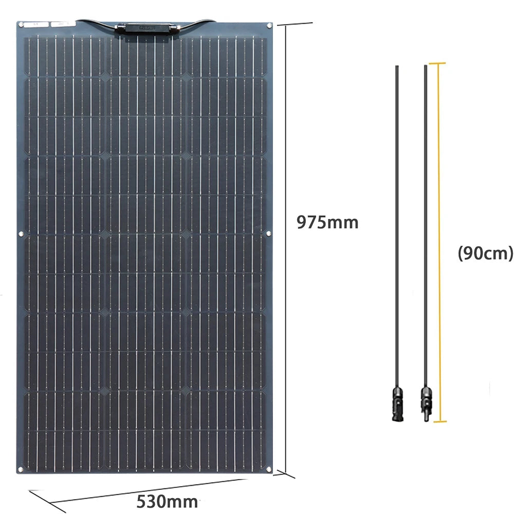 Zonnepaneel - Zonnepanelen - Zonne-energie - 12V Fotovoltaïsche Celmodule - Flexibel - Monocrystalline Silicon - 200W - 2 Stuks - Waterdicht - voor Boot - Camper - Caravan - RV - Tuin
