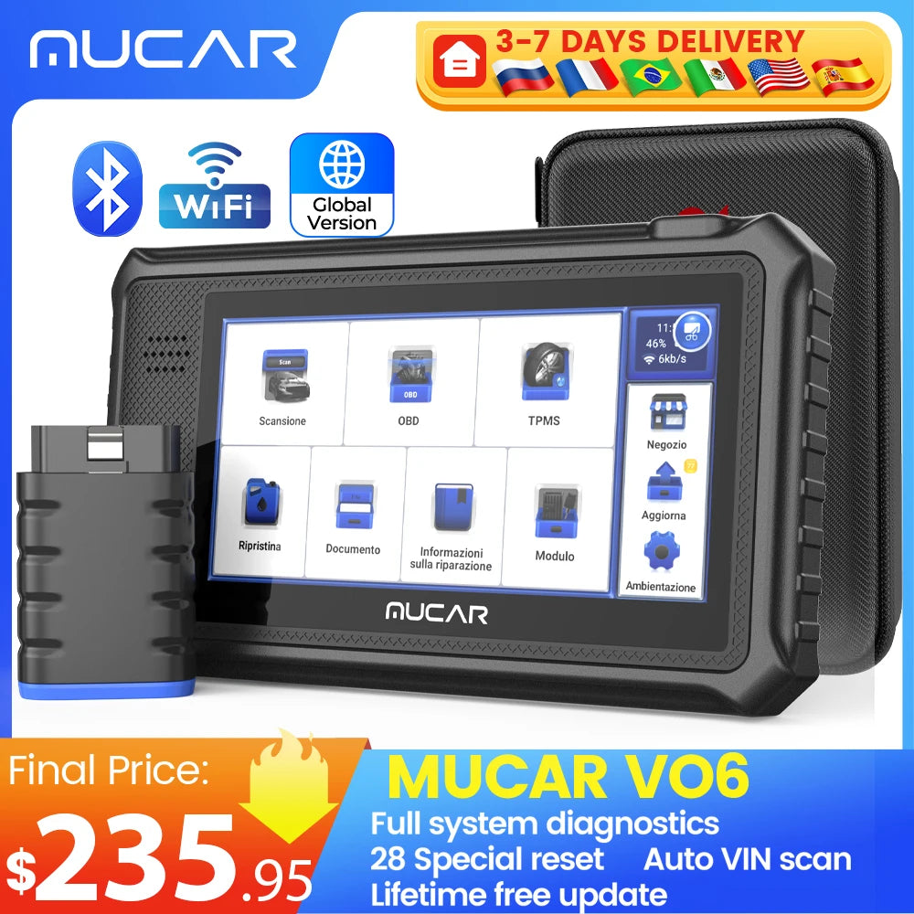 OBD2 Scanner – Auto Diagnoseapparaat – Uitleesapparaat – Codelezer – Storing Verwijderen – Bi-directionele Besturing – 34 Resetfuncties – Levenslange Gratis Updates - QUORE