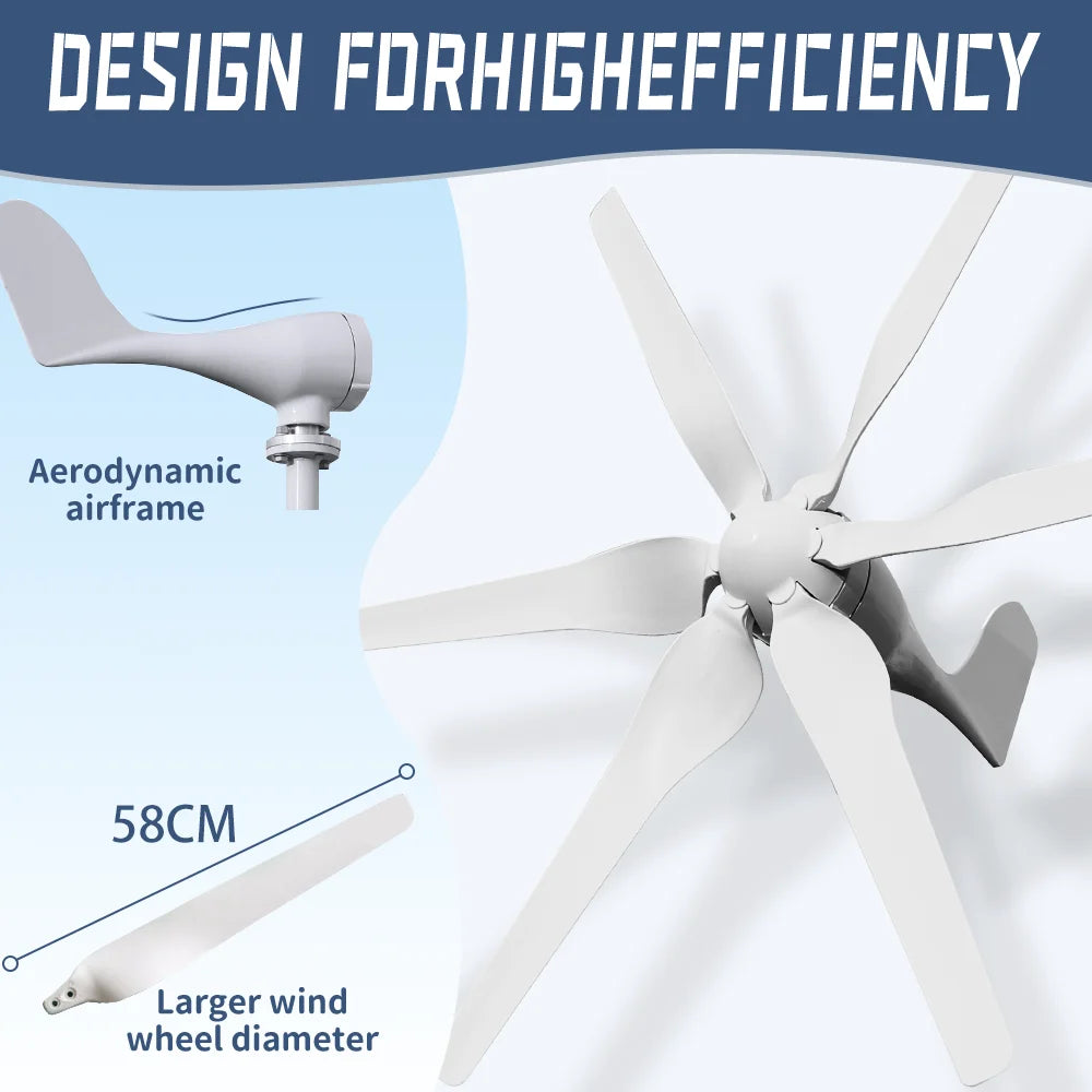 12V Windmolen Generator – Windturbine – Windenergie Generator – Windkracht Turbine – Windmolen Systeem – 3000W Vermogen – MPPT-Regelaar Voor Maximaal Rendement