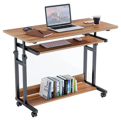 Bureautafel - Bureautafel voor Volwassenen - Bureautafel voor Computer - Computer bureau - Computer Tafel - Laptoptafel - Computerbureau met wielen - Hoogte verstelbaar - PC-tafel - Chocolade