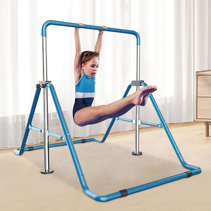 Verstelbare Gymnastiekstang - Turnrek - Thuistrainingsstang Opvouwbaar - Veilig - Eenvoudige Montage - voor Kinderen - 5 Versnellingen - voor Binnen - Buiten - Hoogte Verstelbaar 70-140 cm - Blauw