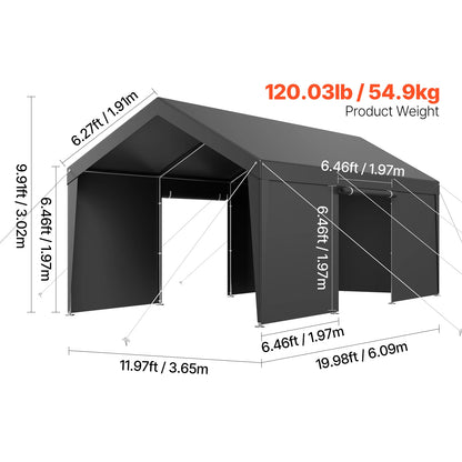 Carport – Overkapping – Garage – Buitenruimte – Beschutting – Gegalvaniseerd Staal - 12x20ft