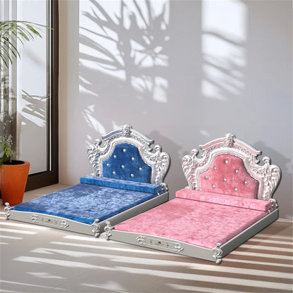 Hondenbed – Groot Hondenkussen – Luxe Hondenmand – Fluwelen Bed – Stevig Frame – Verwijderbare Wasbare Hoes - Blauw - L